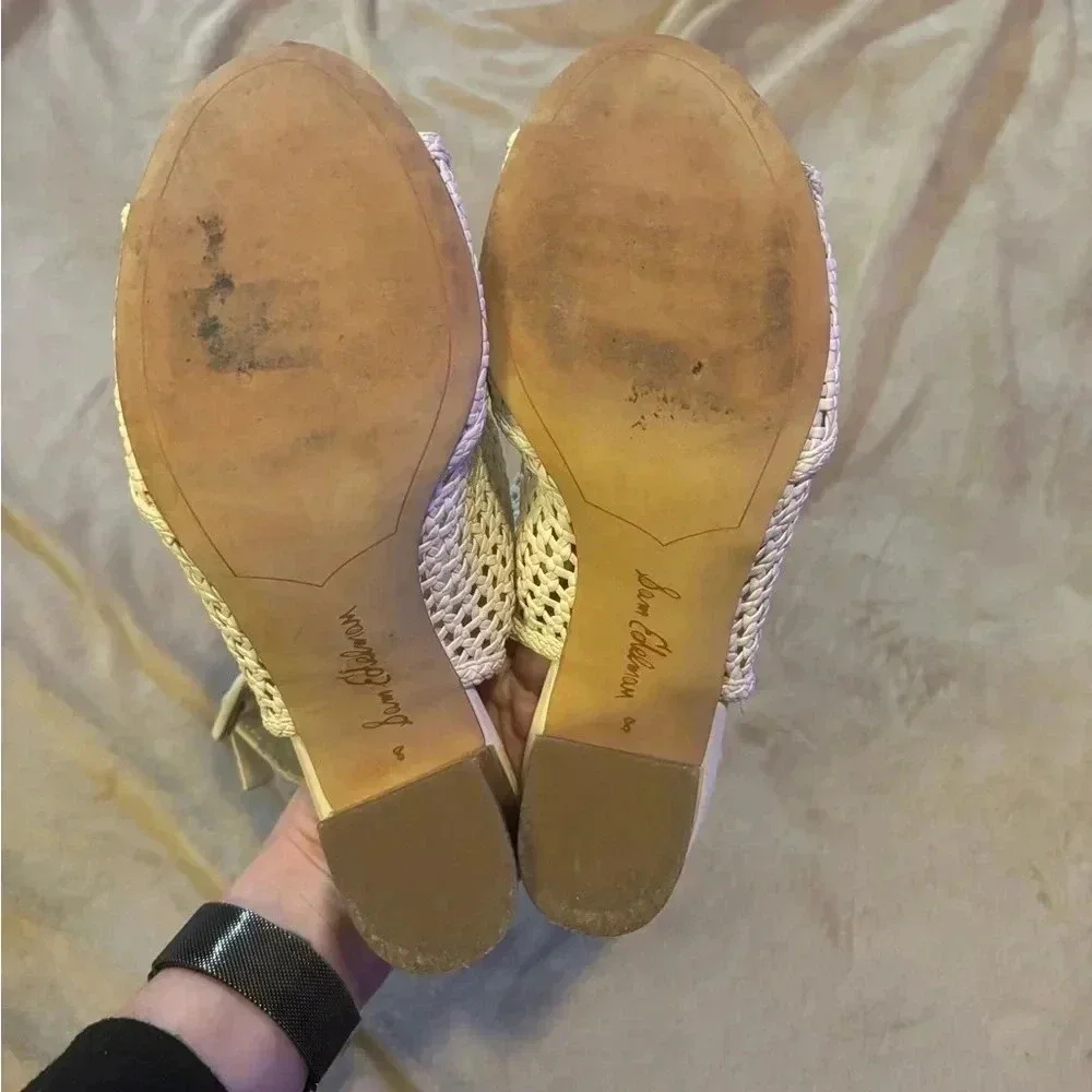Sam Edelman Ivory Basketweave Open‎ Toe Booties